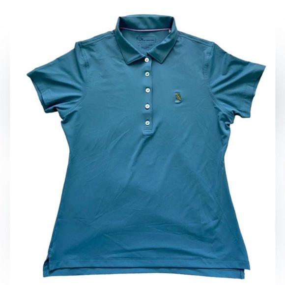 Peter Millar Polo Women’s Mult-Button Aqua Green Shirt Size M - Picture 2 of 4